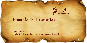 Hamrák Levente névjegykártya